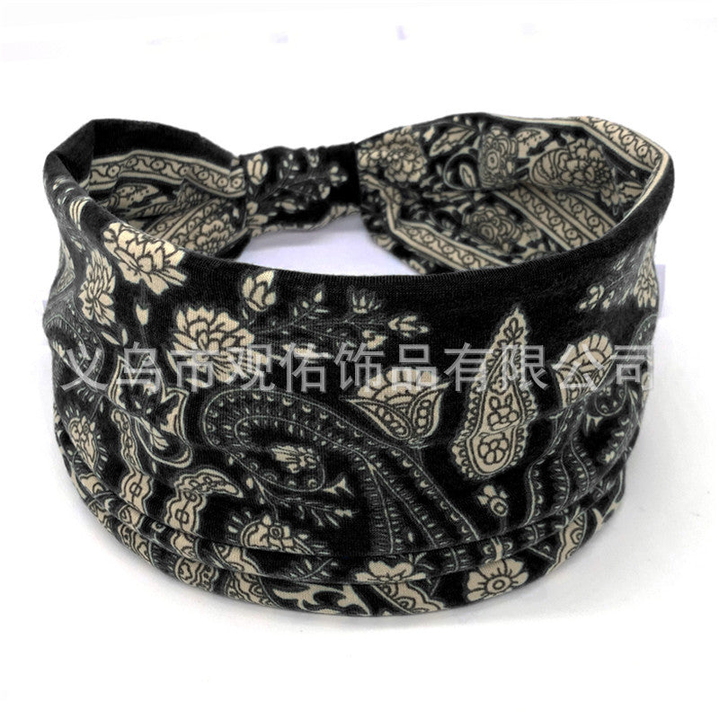 Wholesale Printed Women's Wide-brimmed Sports Women's Sweat-absorbing Headscarf